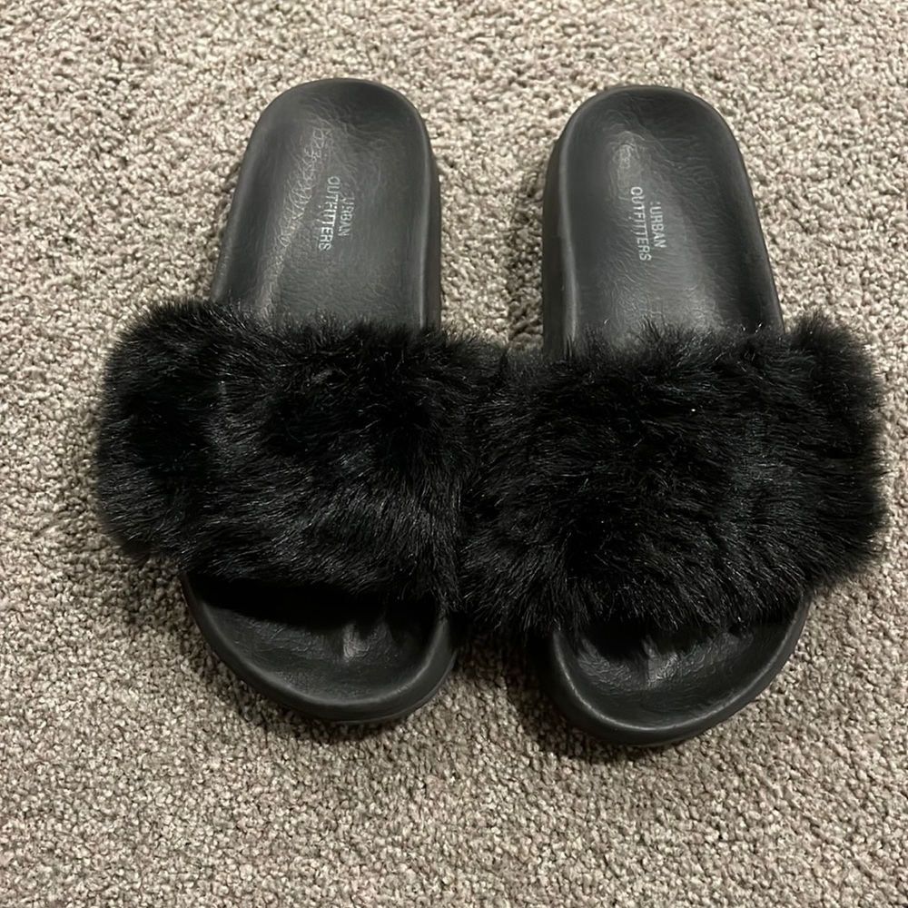 Urban Outfitters faux fur slides